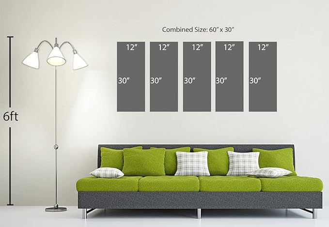 60 x 30 TOTAL - Landsape of lines Wall Art Canvas Geometric Print modern minimalis, office art - 5 Panel Split