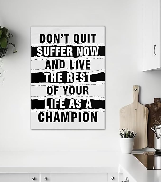 Black and White Inspirational Framed Wall Art Motivational Posters Canvas Paintings Office Men Wall Decor Don't Quit Artwork Gallery Wrapped Easy to Hang-12x16 inch