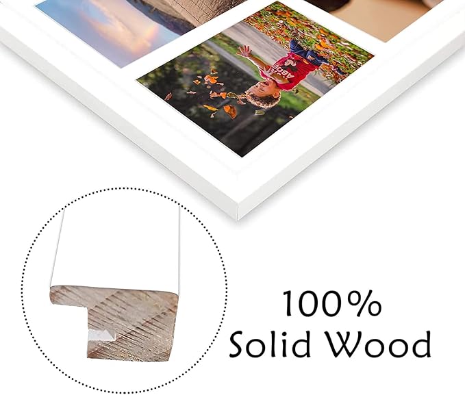 Golden State Art, Set of 8, 12x17 White Wood Picture Frame - White Mat for 8x10 And 5x7 Photos - Tempered Glass, Sawtooth Hanger, Swivel Tabs - Wall Mounting - Great for Gift