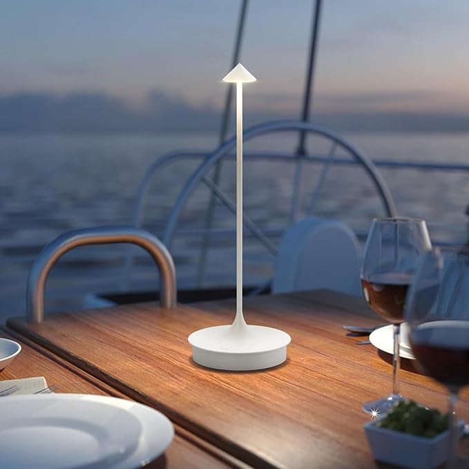Cordless Table Lamp Rechargeable LED Battery Operated 4000mAh Table Lamp Touch Dimmable Lamp Outdoor Waterproof Portable Wireless Table Light for Dining Restaurant Bar Indoor/Outdoor Use (White-2PC)