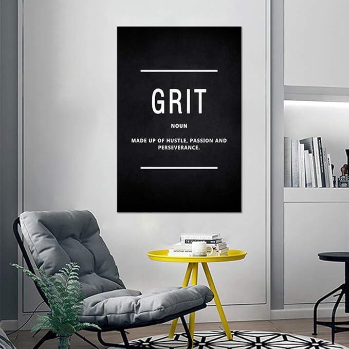 Yatsen Bridge Motivational Wall Art for Office Inspirational Canvas Painting Grit Noun Motto Posters Inspiring Quotes Pictures Sign Prints Artwork Home Living Room Wall Decorations Framed (24”Wx36”H)