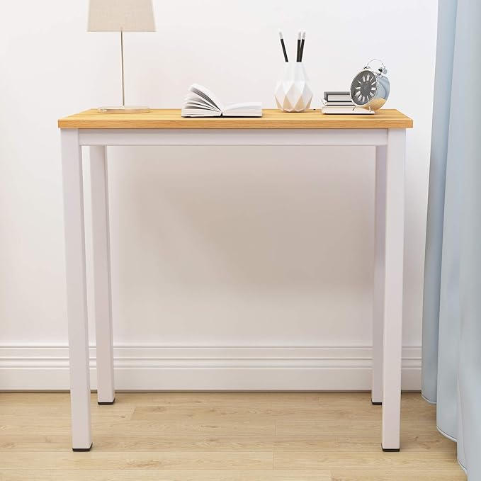 SogesGame Small Computer Desk, 31.5 inches Small Office Desk Computer Table Study Writing Desk Workstation for Home Office,Teak White