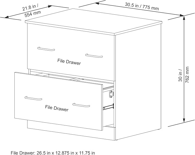 Realspace® Peakwood 30-1/2"W x 21-4/5"D Lateral 2-Drawer File Cabinet, Smoky Brown