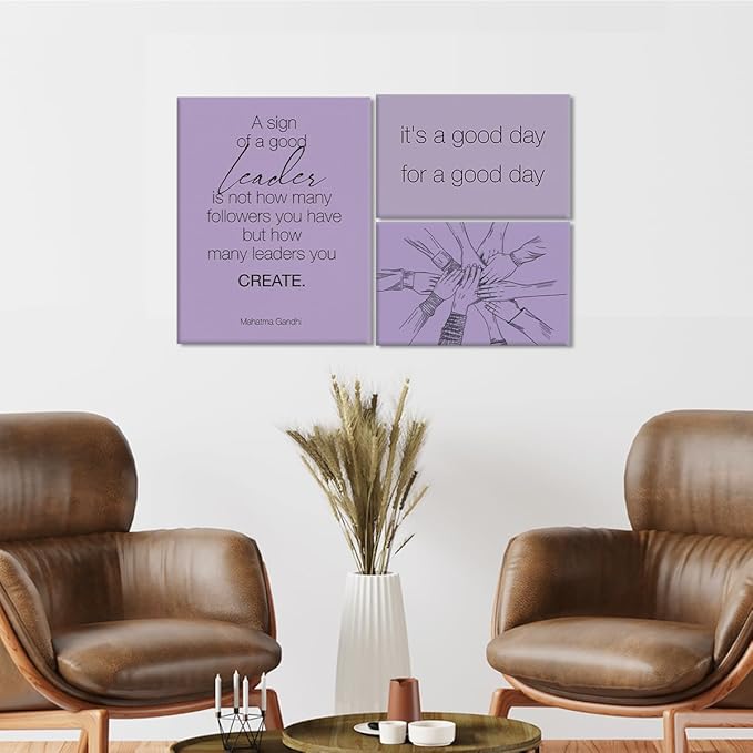 YEOION Purple Motivational Teamwork Office Wall Decor,Inspirational Team Work Wall Art Canvas Frame Artwork for Office Workplace Breakroom Wall Decor Set of 6