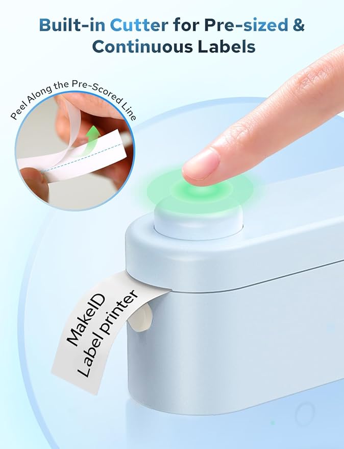 Makeid L1-C Smart Label Maker Machine with Tape – Mini Bluetooth Label Maker, Portable & Rechargeable, Compatible with 9/12/16mm Waterproof Tapes – for Home, Office, School Organization