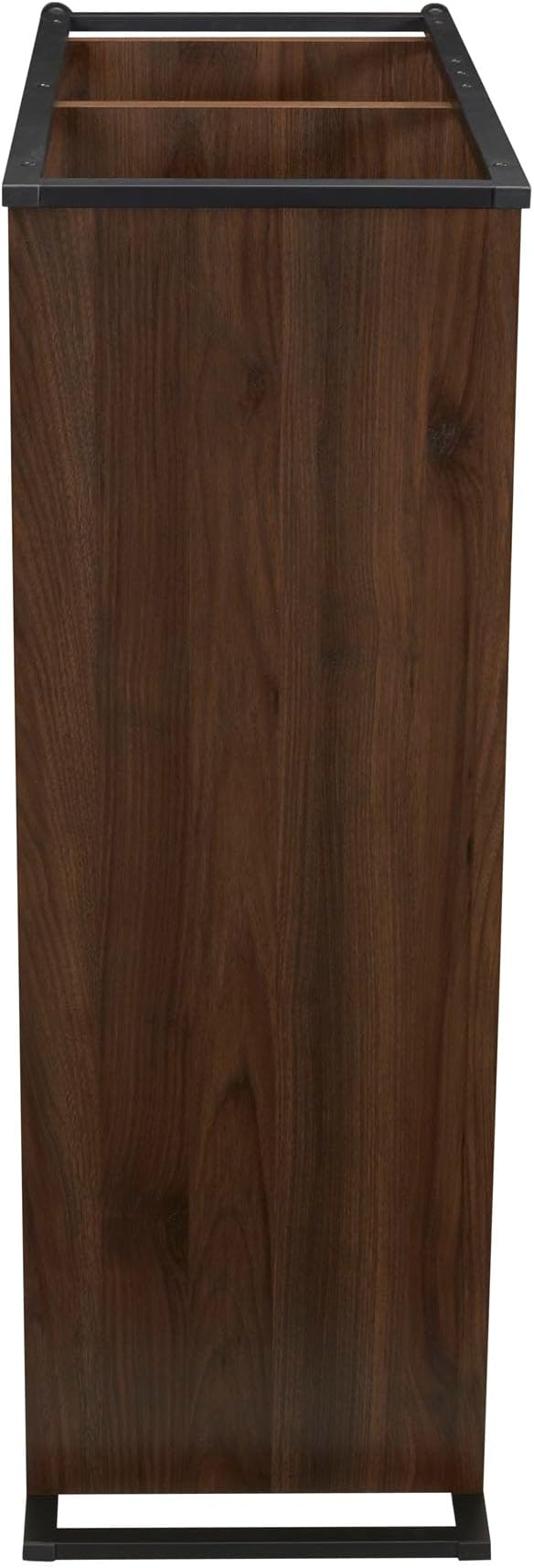 Household Essentials Jamestown Wide 3 Shelf Open Storage Bookshelf Mid Century Walnut Wood Grain and Black Metal