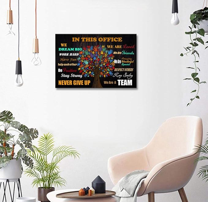 Wall Art for Office Motivational Wall Art Inspirational Poster Quotes Office Wall Decor for Girls Women Room Décor Canvas Print Framed Rustic Canvas Art Framed In This Office 16x24inch Ready to Hang