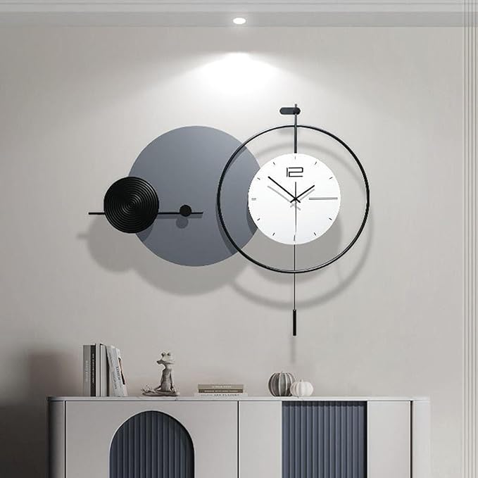 Wall Clock Modern Art Large Wall Clock, Decorative Metal Elk Silent Non Ticking Wall Clocks Modern Clock for Living Room Bedroom Study Office Wall Decor Clock 95cm ()