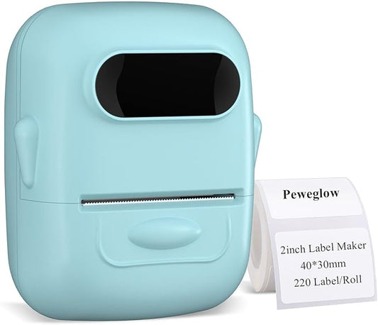 2 Inch Label Maker, P50 Mini Sticker Labels Printer Machine with Tape, Bluetooth Portable Thermal Printer for Home Use, Small Business, Office, Clothing/Gift/Jewelry Tags, Wireless, Blue