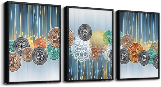 Black Framed Wall Art For Living Room Boho Wall Decor For Bedroom Fashion Wall Decorations For Office Wall Paintings Large Size Abstract Wall Pictures Artwork Home Decor of 3 Piece Framed Art Prints