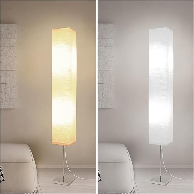 Paper Floor Lamp, Japanese Floor Lamp with Rice Paper Lamp Shade, Corner Paper Lantern Floor Lamp for Bedroom, Office, Living Room Whit No Bulb (Square 2 Pack)