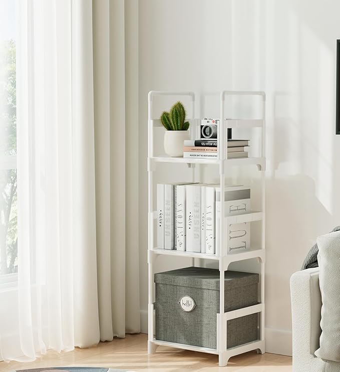 FIDUCIAL HOME 3 Tiers Small Bookshelf Rack Storage Organizer Easy Assemble, Sturdy