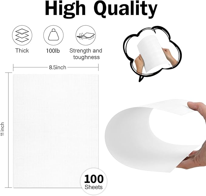 8.5x11 Linen Cardstock Textured Paper White, Goefun 100lb Heavy Duty Linen Letter Paper, Thick Card Stock White Printable for Invitations, Resume, Letter, Cardmaking, 100 Pack