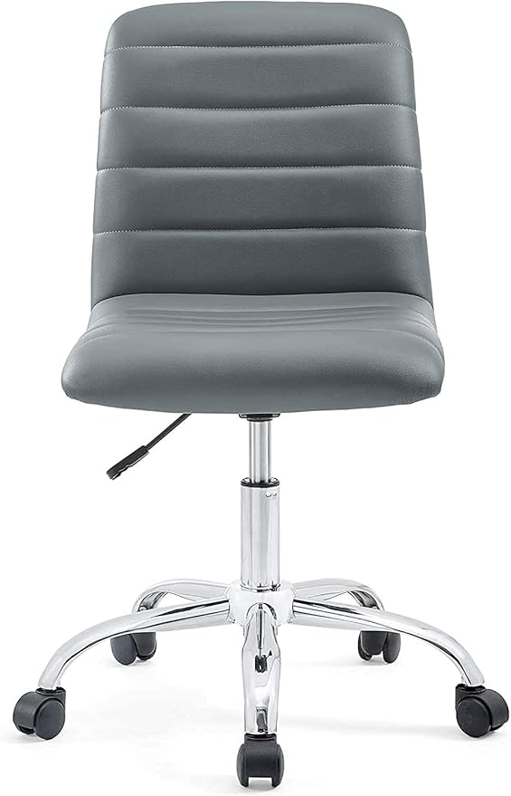 Modway Ripple Ribbed Armless Mid Back Swivel Computer Desk Office Chair In Gray