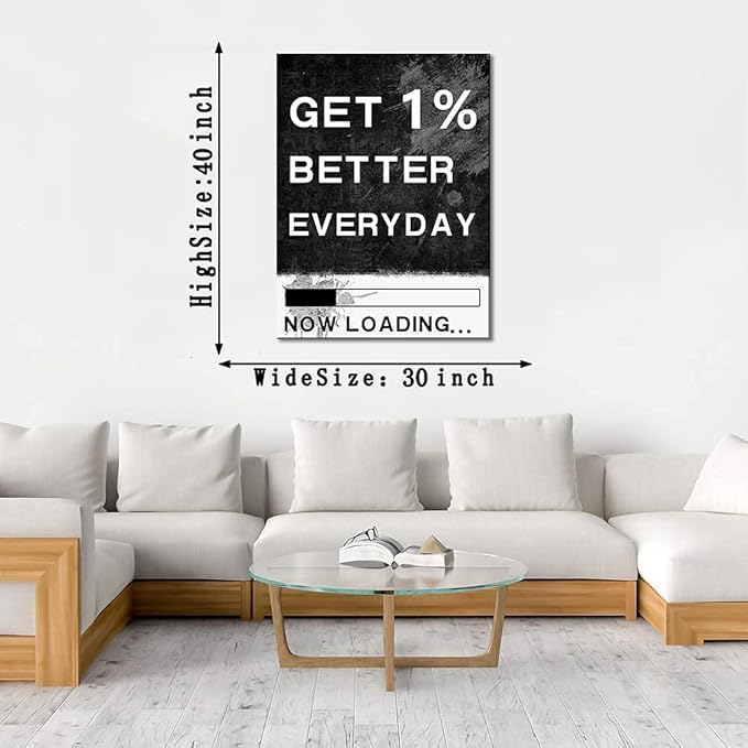 Extra Large 1 Big Panel Everyday Get Better Motivational Canvas Poster Prints Wall Art Modern Office Decor Canvas Painting Picture for Gym Dance Room Wall Decor Gift Choice for Teen Men-28 Wx44 H