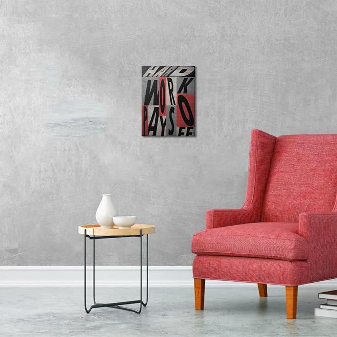 Yatsen Bridge Inspirational Canvas Painting Wall Art, Work Hard Pays Off Motivational Quote Picture Art Print, Modern Home Office Wall Decor Stretched and Framed Ready to Hang - 12x16 inches