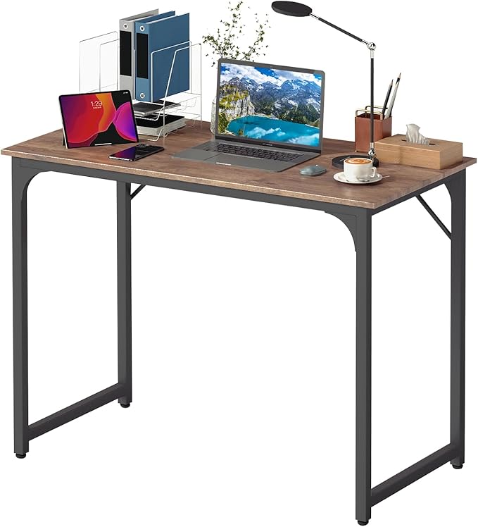 BestOffice Computer Desk,Home Office Desk, Modern Simple Style for Home Office Study Writing (Brown, 39 Inch)