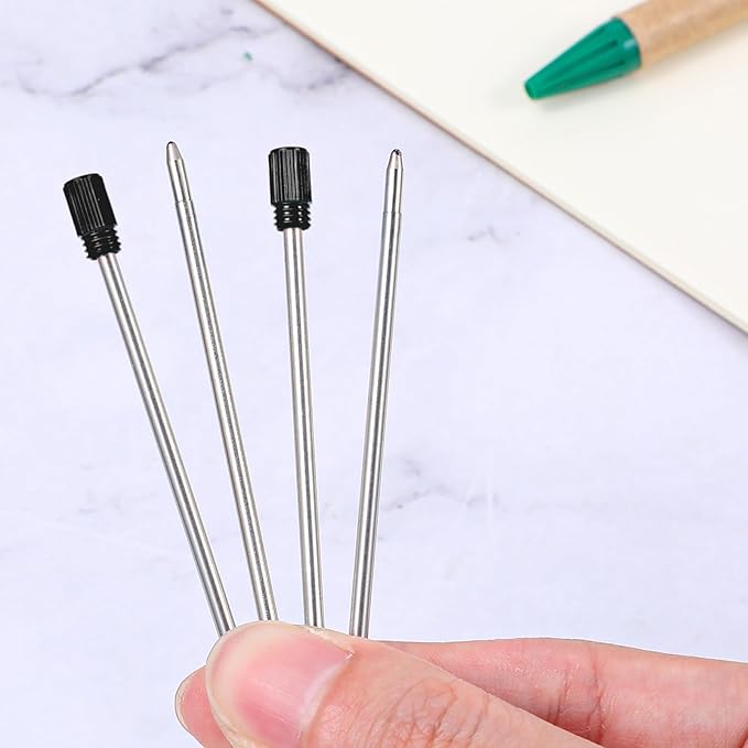 20PCS 2.75in Black Ballpoint Pen Refills, Replaceable 1mm Tip Black Ink Refill Metal Medium Point D1 Refills Metal Ink Pens Refill