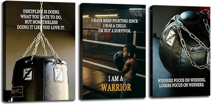 WYJDFART Discipline Poster Struggle and Focus on Motivational Quotes Posters Printed Canvas Modern Artwork Inspirational Wall Decor for Boxing Gym Office Home Framed Ready to Hang[60''Wx 28''H]
