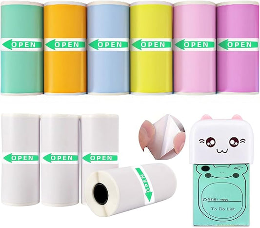 57x25mm Thermal Sticker Paper, 10 Rolls for Mini Thermal Printers – Colorful Self-Adhesive Labels, Compatible with Mini Printers & Label Makers, for DIY, Office, Kids' Cameras