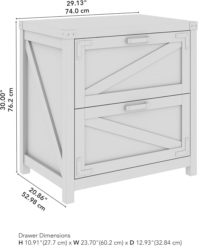 Bush Furniture Knoxville 2 Drawer Lateral File Cabinet in Reclaimed Pine, Farmhouse Document Storage Chest for Home Office