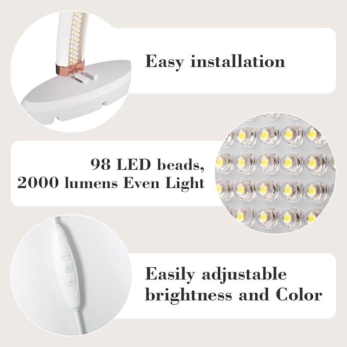 BZJ 16-Inch Half Moon Nail Light for Desk Portable Nail Art Table Lamp with Adjustable Brightness and Color Temperature for Beauty Eyelash Extensions Tattoo Crafts