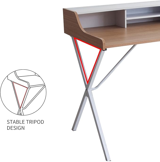 47.25 Inch Computer Desk for Bedroom Home Office Desk Office Tables Work Desk Writing Desk with Shelves Small Desks for Small Spaces Computer Table,Nature