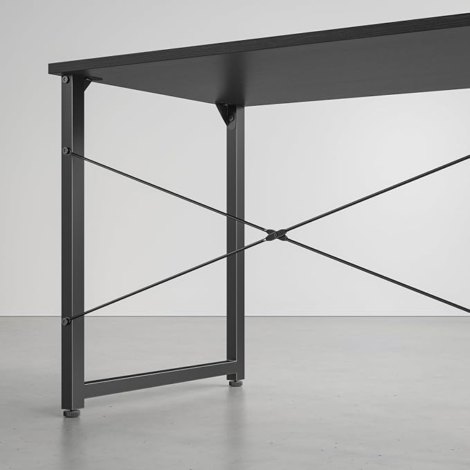 CubiCubi Computer Desk 32" Study Writing Table for Home Office, Modern Simple Style PC Desk, Black Metal Frame, Dark Black