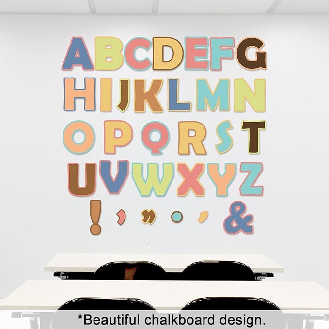 150 PCS Large 7" Bulletin Board Letters Set, Colorful Boho Classroom Alphabet Cutout Letter for Bulletin Board Display Home School, A Great Helper to Inspire Students' Learning Interest