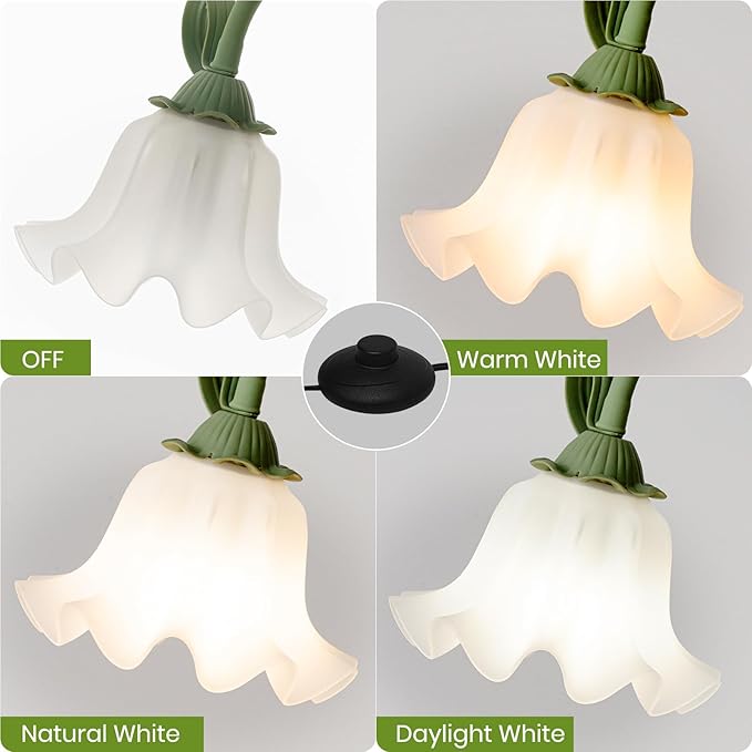 Funky Flower Floor Lamp with Table, Adjustable Gooseneck Floor Lamp with 3 Color Temperature, LED Bright Standing Lamp for Living Room, Bedroom, Corner, for Girl Women