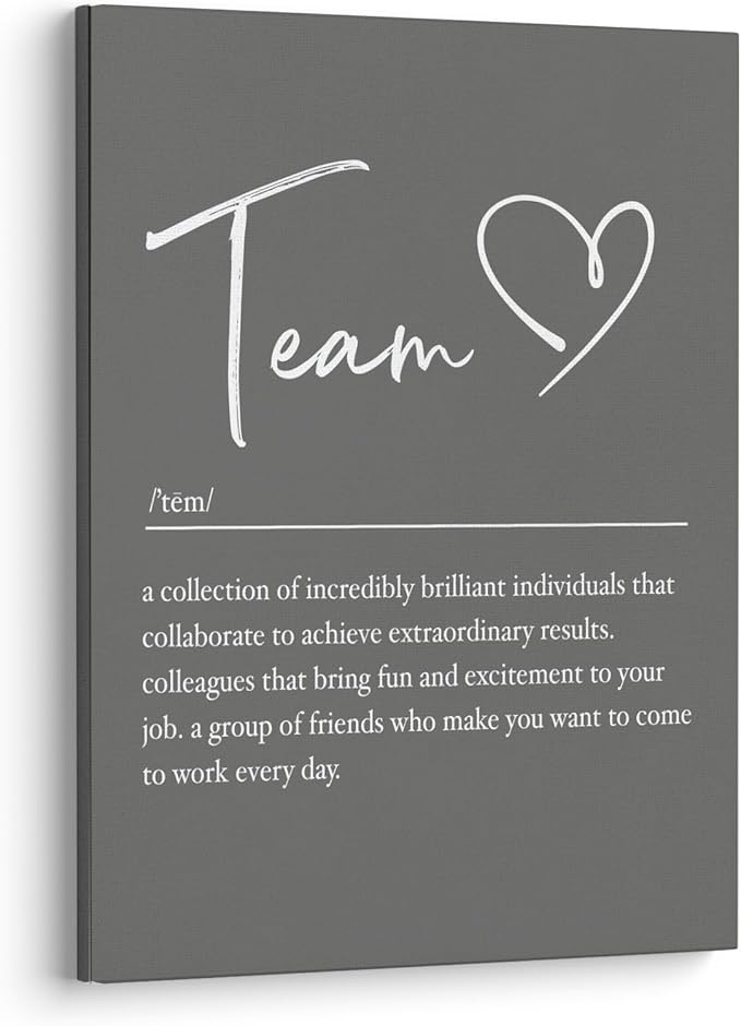 XWELLDAN Teamwork Wall Art for Office Decor, 11x14, Framed (Grey)