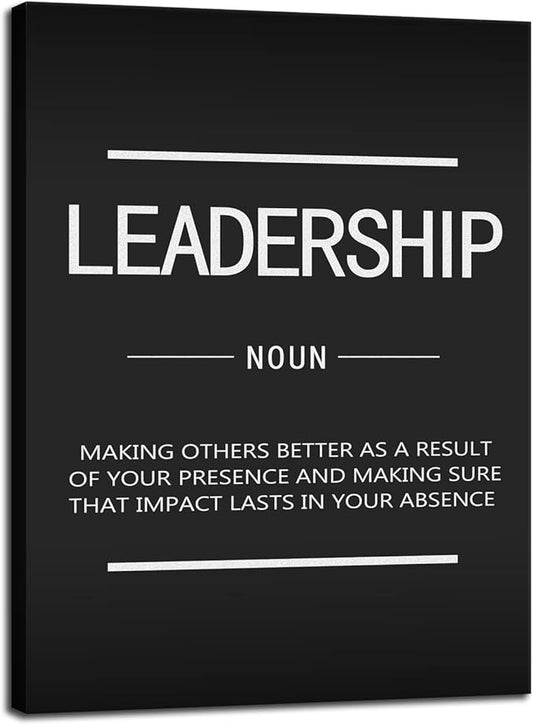 Leadership Noun Inspirational Wall Street Entrepreneur Quotes Proverbs Inspirational Canvas Wall Art Painting Poster Print Artwork Home Decor Company Office Frame Ready to Hang[18" W x 24" H]