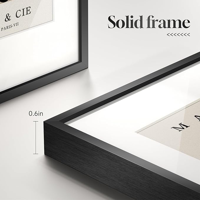 Framed Neutral Abstract Wall Art for Living Room, Set of 6 Minimalist Black Beige Prints Artwork for Walls, Modern Matisse and Geometric Pictures for Bedroom Dining Room Bathroom Wall Decor 11x14 In
