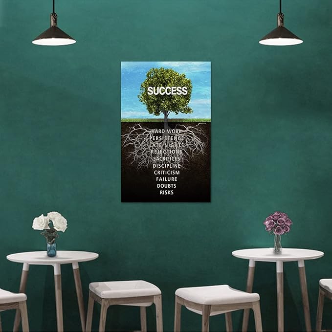 Yatsen Bridge Modern Inspiration Successful Canvas Art Gallery-Wrapped Success Tree Motivational Wall Art Mindset is Everything Painting Stretched by Wooden Frame for Office Decor - 28''Wx44''H