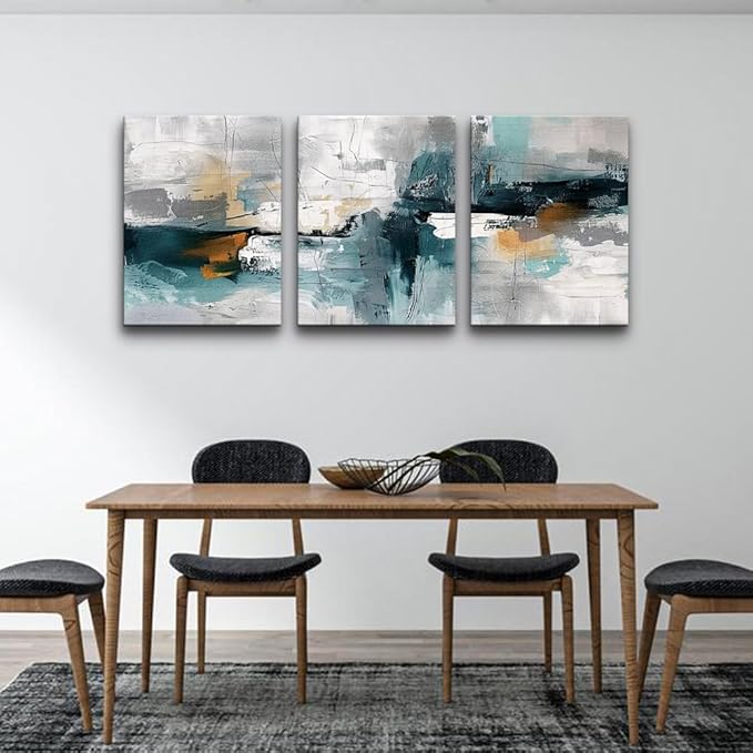 TTHYUEWS Canvas Prints Art 3 Piece Abstract Wall Art For Living Room Bedroom Wall Decor Modern Office Large Decorations Color Block Wall Paintings Pictures Artwork Minimalist Aesthetic Home Decor