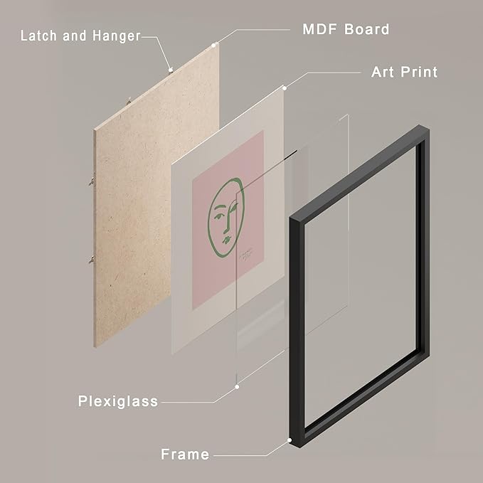 SIGNWIN Framed Poster Bathroom Decor 11"x14"x 8 Black, Wall Art Room Decor Multicolor for Living Room, Bedroom, Office Matisse Nude Dancer Geometric Pink Jungle Plant Nature Abstract Shapes