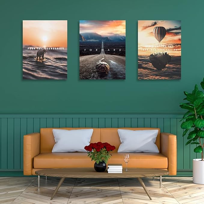 Halioyo Motivational Posters Canvas Painting, 3 Panel Inspirational Wall Art Entrepreneur Quote Office Wall Decor Picture Prints Artwork for Living Room Bedroom Home Decoration,24x36inch