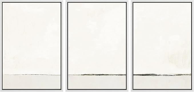 SIGNWIN Framed Canvas Print Wall Art Set Duotone Gray White Grunge Pastel Landscape Shapes Abstract Illustrations Modern Art Decorative Nordic Zen for Living Room, Bedroom, Office - 16"x24"x3 White