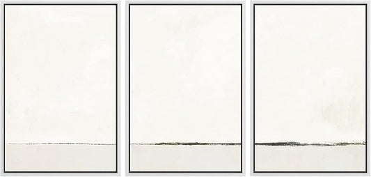 SIGNWIN Framed Canvas Print Wall Art Set Duotone Gray White Grunge Pastel Landscape Shapes Abstract Illustrations Modern Art Decorative Nordic Zen for Living Room, Bedroom, Office - 16"x24"x3 White
