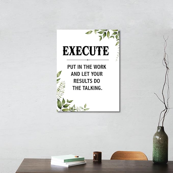 Gwisml Execute Quotes Wall Art,Inspirational Quotes Canvas Frame Paintings For Office Home Workplace Wall Art Decor