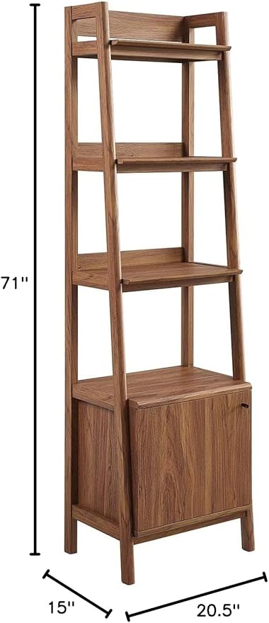 Modway 21" Bookshelf Display Case in Walnut