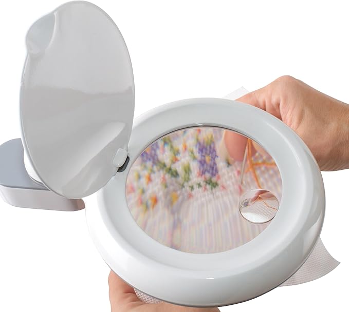 OttLite LED Space-Saving Magnifier Desk Lamp with Optical-Grade Magnification (White)