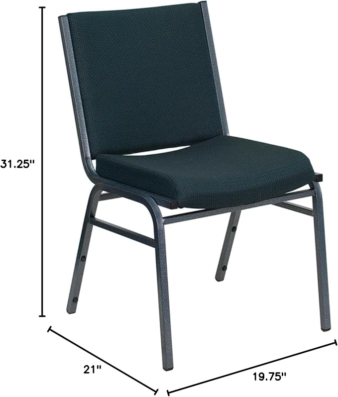 Flash Furniture HERCULES Series Heavy Duty Green Patterned Fabric Stack Chair with Ganging Bracket