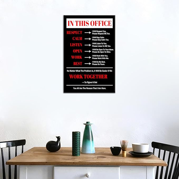 PSYYSP Motivational In This Office Positive Quotes Inspirational Poster Canvas Prints Wall Art Entrepreneur Quotes Picture Artwork for Bedroom Gym Wall Decoration Ready to Hang [12''Wx18''H]