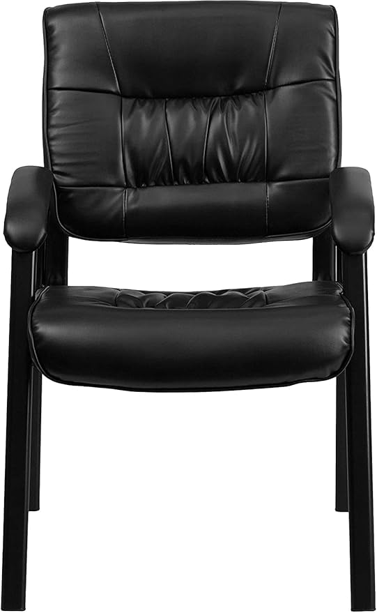 Flash Furniture Haeger LeatherSoft Tufted Executive Reception Chair with Padded Armrests, Upholstered Side Chair for Living Room or Office, Black