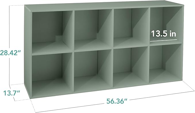 Best Choice Products Kids Bookcase 8-Cube Storage Organizer, 13.5in Shelf Opening, Bookshelf, Toy Storage, Customizable w/ 3 Removable Back Panels – Sage