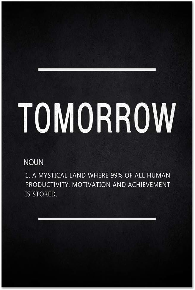 Inspirational Canvas Wall Art Success Motivational Painting Tomorrow Noun Hustle Pictures Inspiring Entrepreneur Quote Posters Prints Artwork Decor for Home Office Framed Ready to Hang (12”Wx16”H)