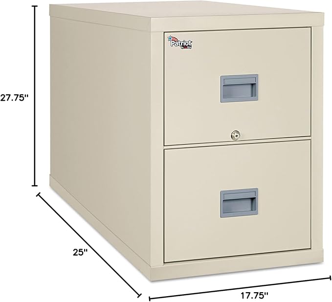 FireKing Patriot Vertical 2 Drawer Legal and Letter Fire Safe File Cabinet with Key Lock, 1 Hour Fire Rated, UL Rated & Water Resistant Home Safe, Made in The USA, Parchment