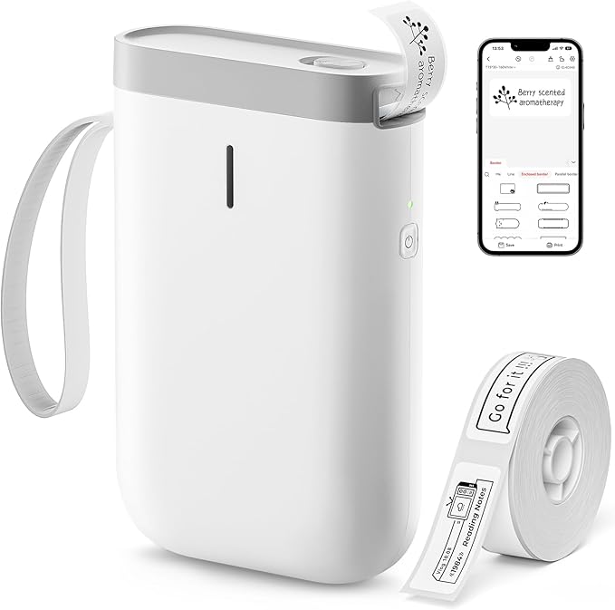NIIMBOT Label Maker Machine D11 Label Printer Portable Wireless Connection Multiple Templates Available for Phone Easy to Use Office Home Organization USB Rechargeable