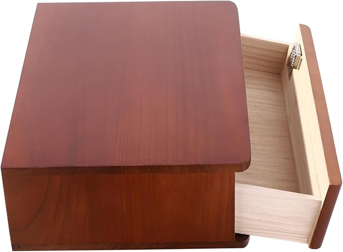 Wooden Desktop Storage Box with Lockable Drawers Office Supplies Drawer Organizer Receipt File Organizer Flat File Cabinet for Office Study Desk Front Desk (Walnut, 1 Drawer)